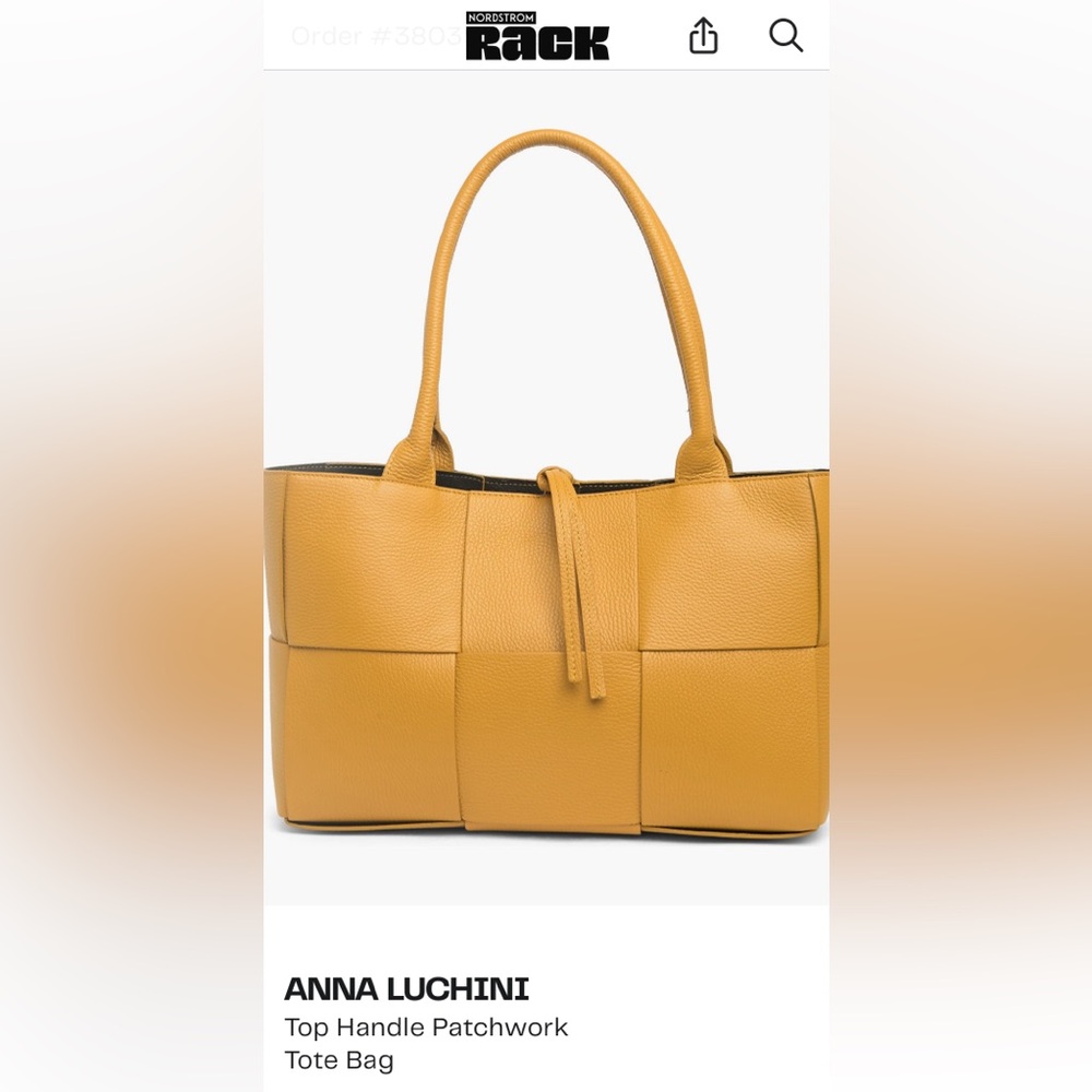 Tan Structured Tote Bag with Geometric Design